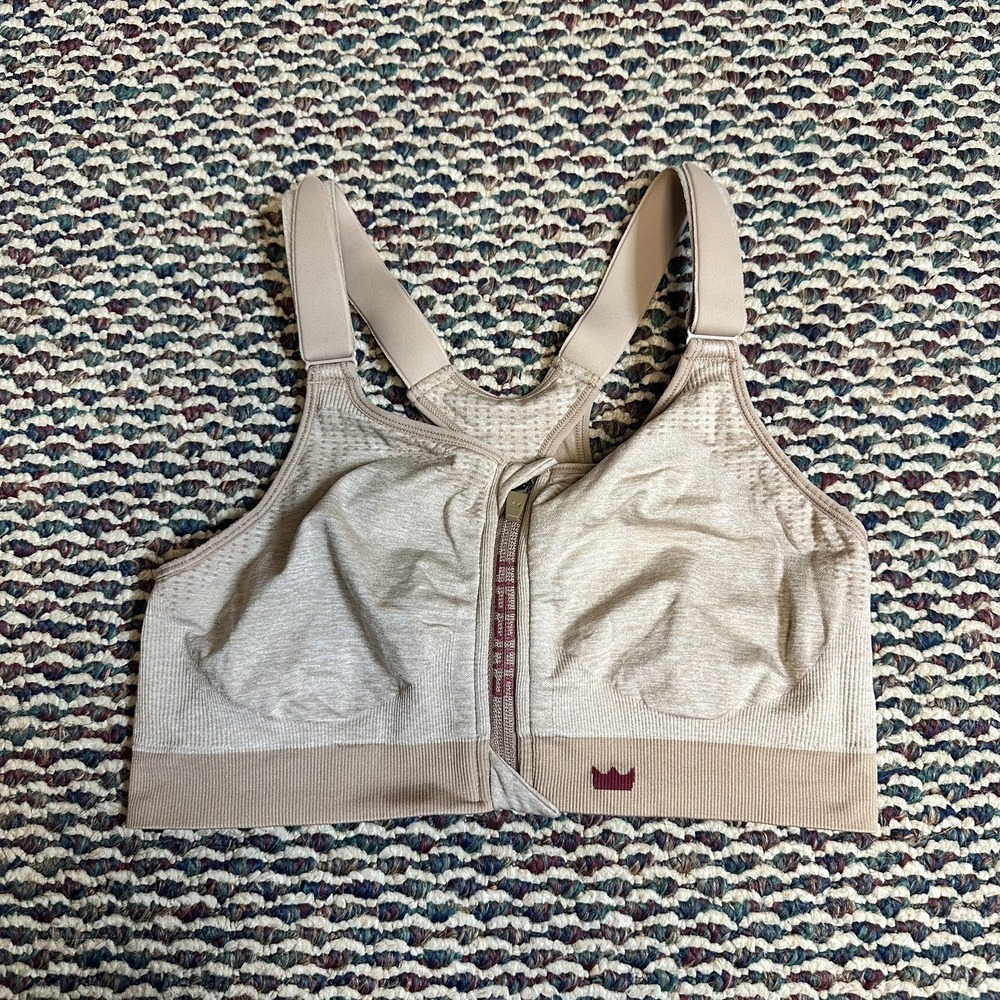 SHEFIT FLEX Beige Sports Bra Luxe Size L Adjustable Support Fitness Workout